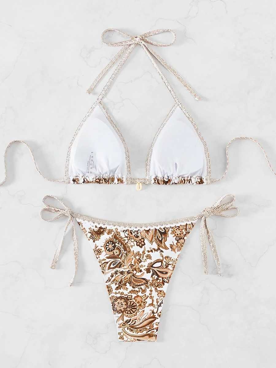 2024 Halter String Triang Two Piece Bikini Women Swimwear Fa Swimsuit Bathers Bathing Swimming Suit Beachwear SummerXJ241212