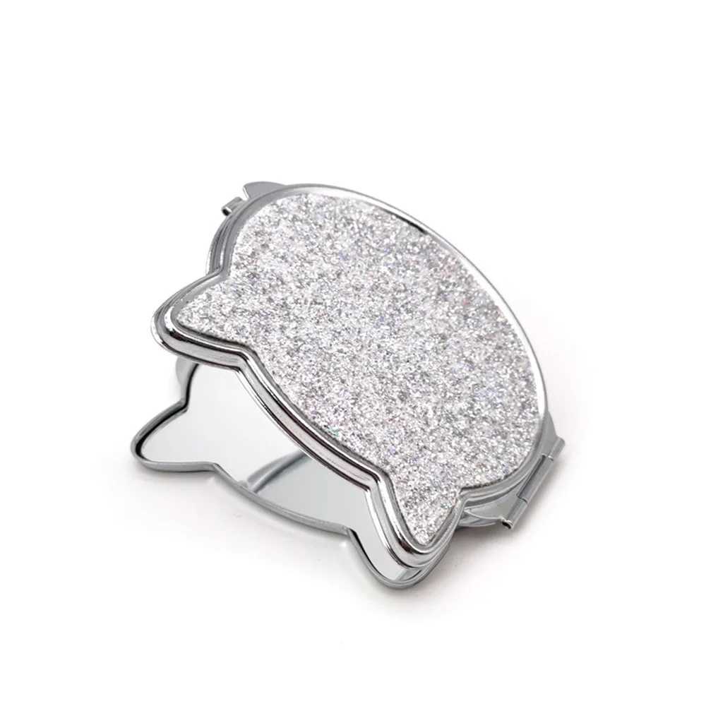 Portable Double-Sided Mirror Metal Cat Shaped Mirror Women Folding Pocket Compact Vanity Makeup Mirror Student Cosmetics MirrorsXJ241213