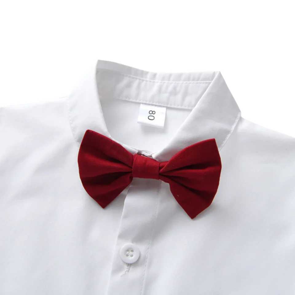 Solid 4-piece mens wedding dress classic white shirt with star printed pendant set childrens autumn birthday set W241213
