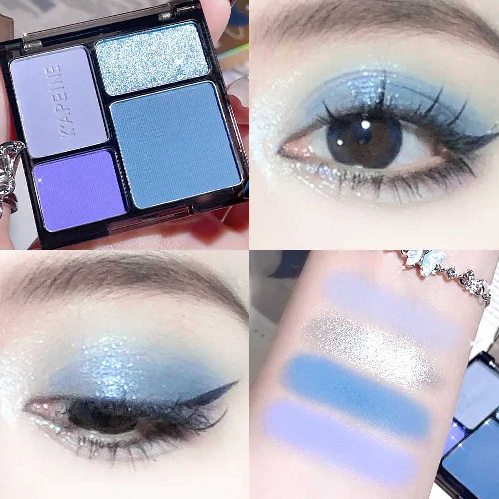 Eye shadow quad plate fine flash pearl light blue milk tea mini eye shadow student makeup W241213