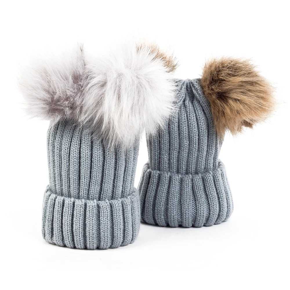 Newborn Baby Girls Solid Knitted Pompom Ball Caps Infant Autumn Winter Warm Skullies Beanies Hats Soft Cotton Caps Hat 1-3YXJ241213