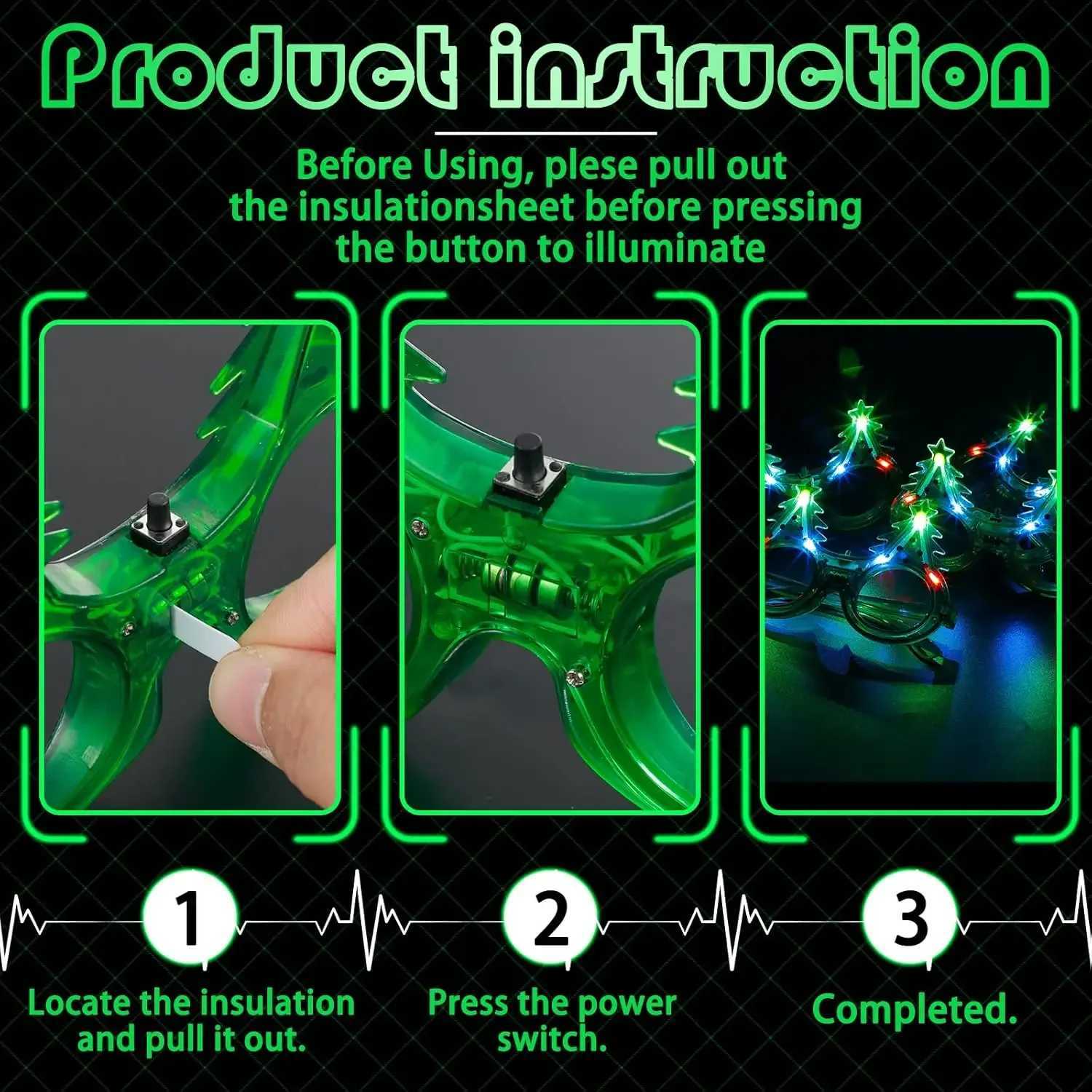 Sunglasses 8PC Christmas Light up Glasses Christmas Tree LED Sunglasses Glow in the Dark Flashing Glasses Kids Adults Christmas Party Gift H241213