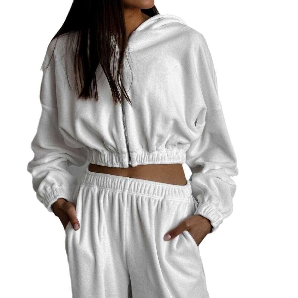 Spring And Autumn Foreign Trade New Women's Loose Hooded Stand Up Hoodie Two Piece Set Trendy Clothing Fashion Casual Temperament