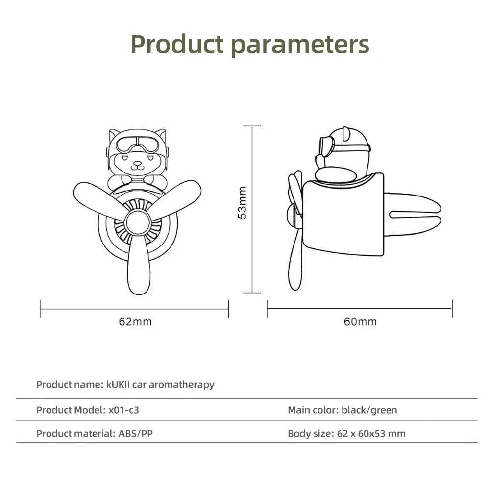 Car Air ener Dog Pilot Vent Perfume Diffuser Rotating Propeller Air Outlet Fragrance Cute Cartoon Decor Auto AccessoriesXJ241213
