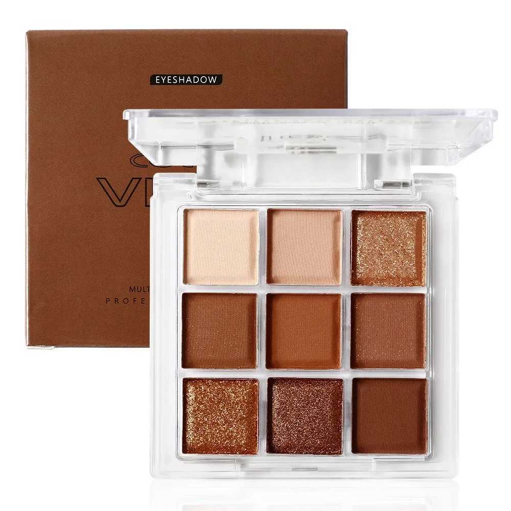Sexy Charming Deciduous Red Brown Eye Shadow Makeup Palette Chocolate Brown Pearl Glitter Powder Nine Color Eye Shadow Palette W241213