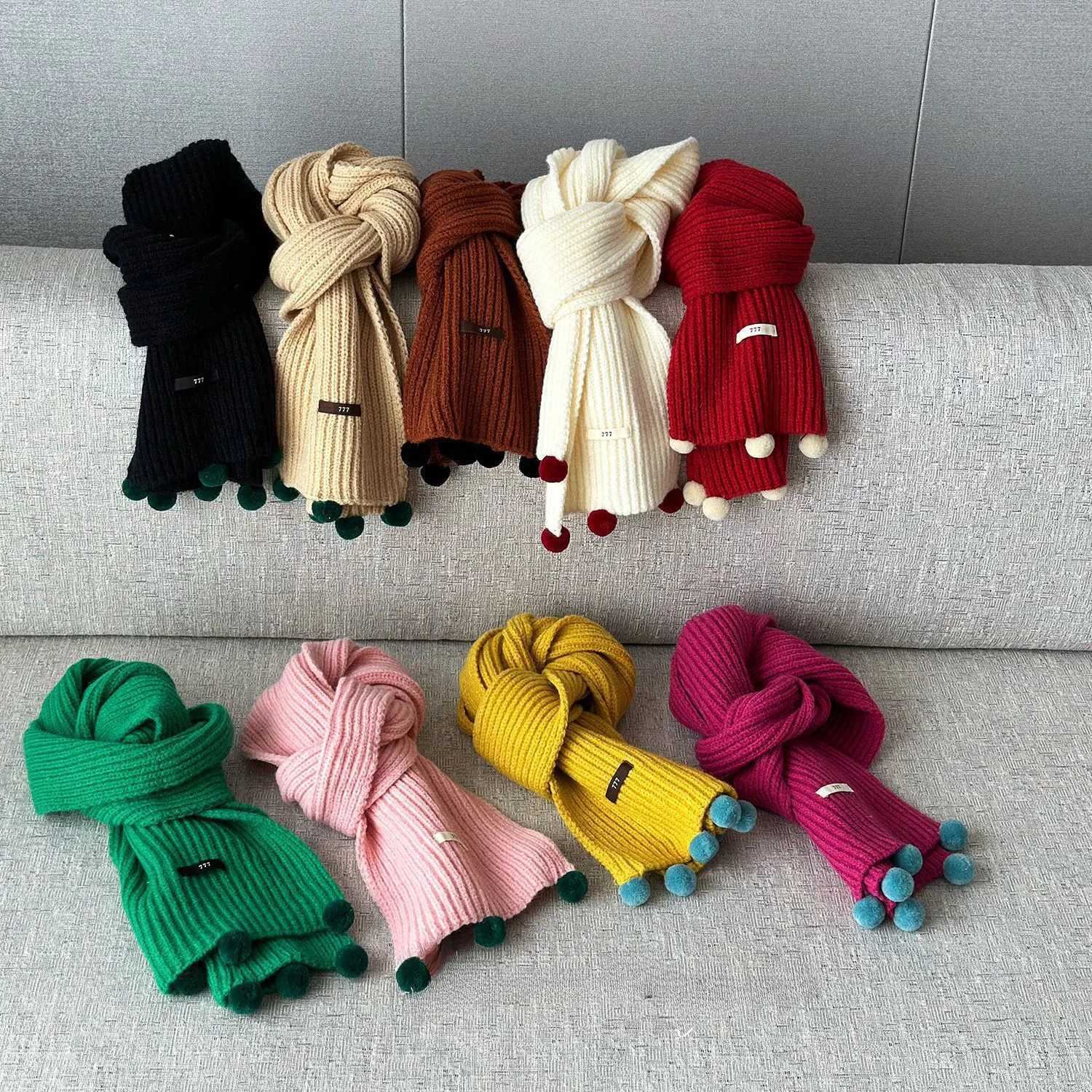 Scarves Wraps Baby Winter Warm Shawl New Year Christmas Red Scarves Cute Girls Knitted Long Scarf Children Boys Solid Color Hairy Soft Scarf H241213