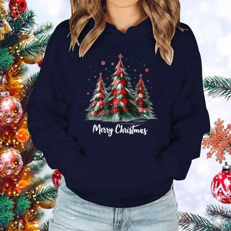 New Christmas tree print hoodie for men autumn and winter sportswear fashionable streetwear zipper Christmas hoodie W241213