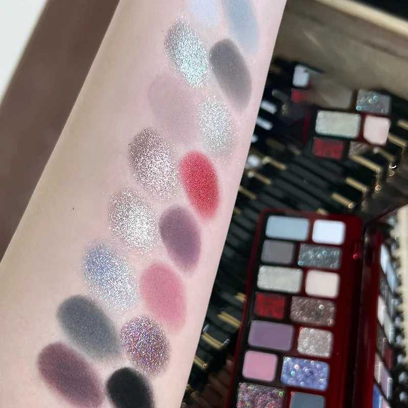 Diamond Pearl Punk Red Black eye shadow Makeup Palette Waterproof Lasting Matte Green Flash 6 Color eye shadow Makeup Palette W241213