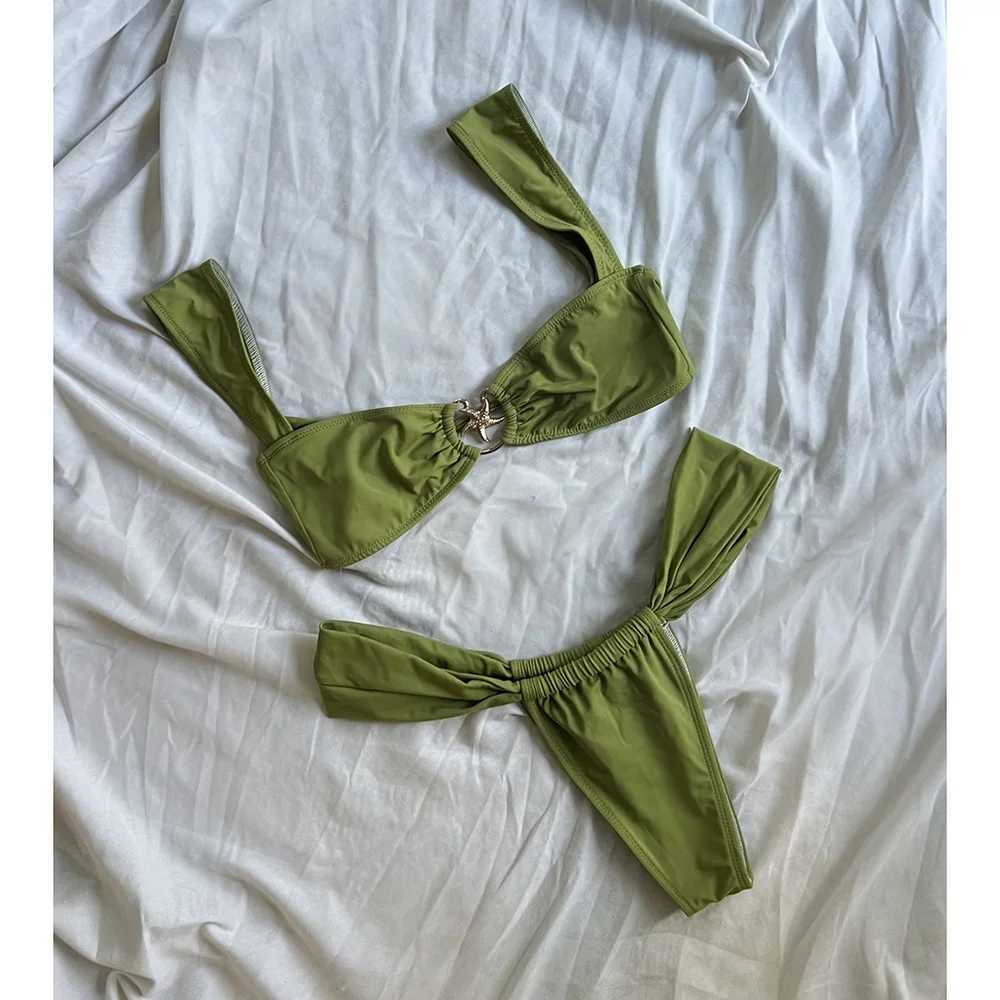 Push Up Bikinis Women Swimsuits 2024 Swimwear Sexy Starfish Bikini Set Thong Brazilian Biquini Bathing Suit Solid BeachwearXJ241212