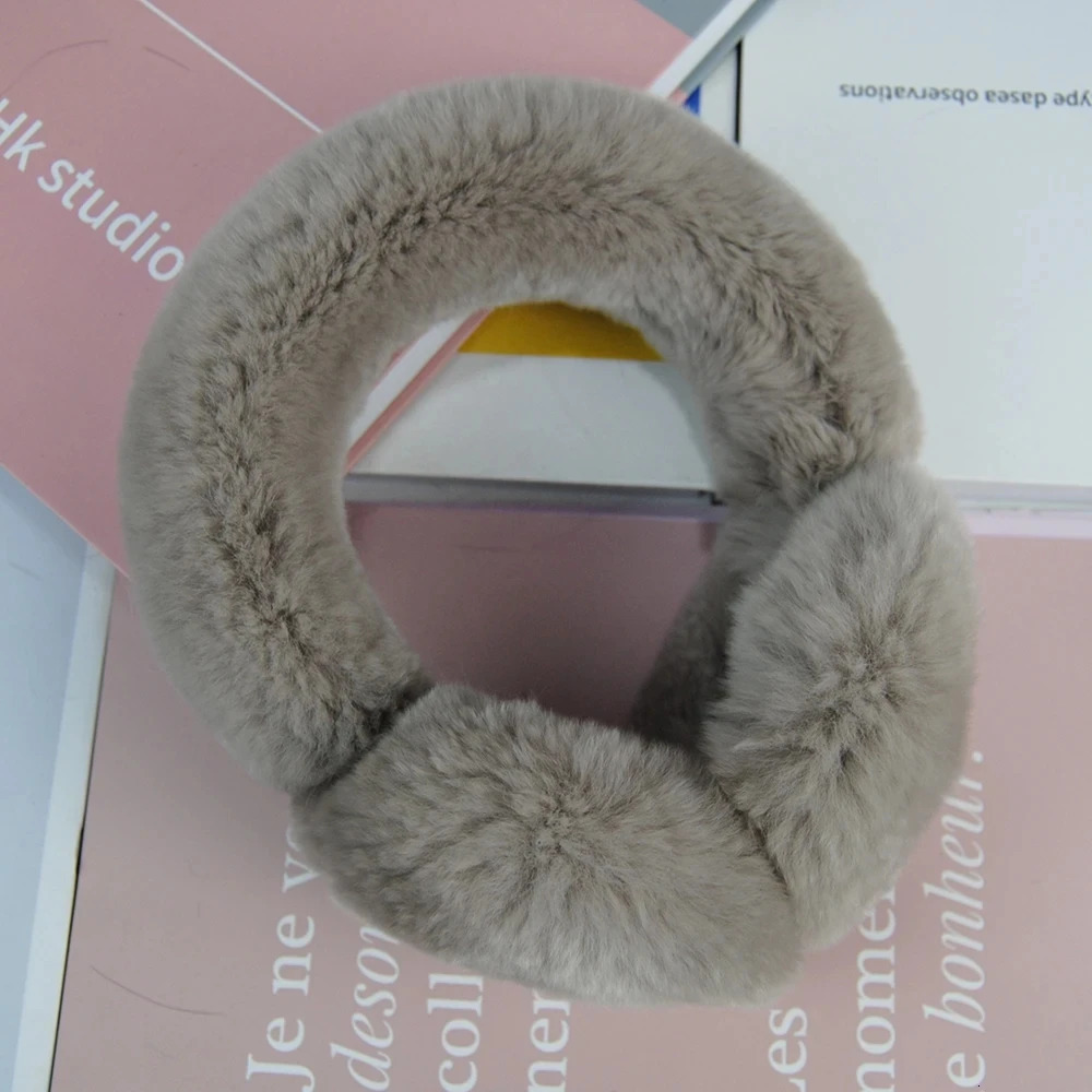 Real Rex rabbit fur earmuffs for women rabbit fur earmuffs Christmas gifts plush earmuffs winter warm earmuffs unisex style 241211