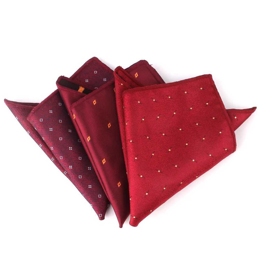 New Red Pocket Square Mens Jacquard Box Towel Wedding Hanji Gentlemen Hanji Mens Handheld Chief Groom Pocket Towel W241213