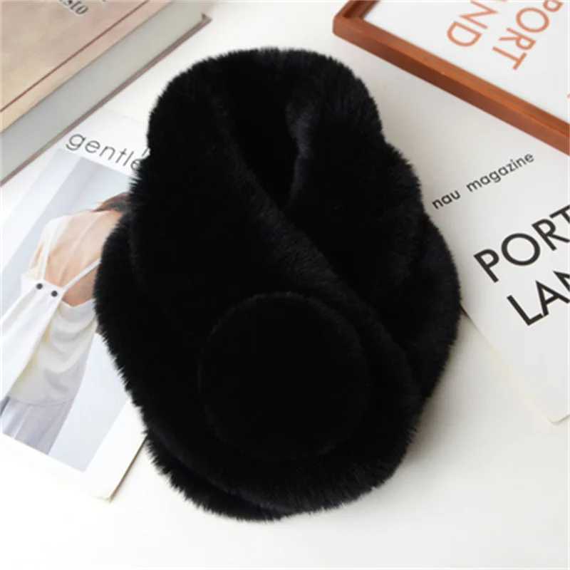 Scarves Wraps Girl Lolita Neckerchief Faux Rabbit Fur Sweet Plush Ball Furry Scarf Wrap Winter Neck Warmer Elegant Wedding Banquet Shawl H241213