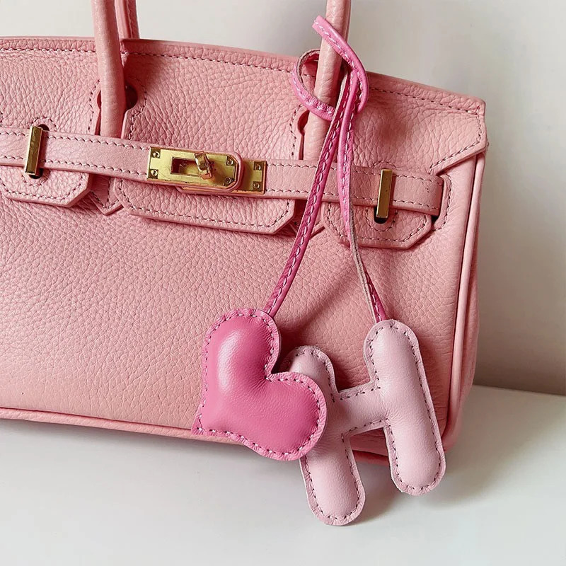 sheepskin hand sewn leather bag pendant used for long fashion bag charm love pendant high-end car keychain accessories 241205