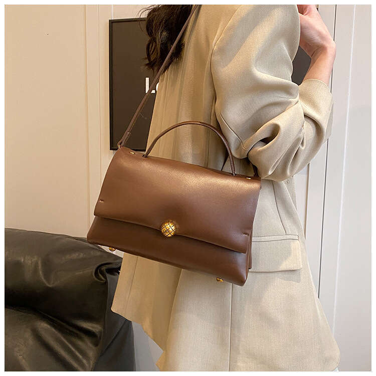 Retro Women's New Hand-Held Small Square Cross-Border Popular Double Mouth Explosive Style, High-End Texture, Single Shoulder Crossbody Bag, Fash