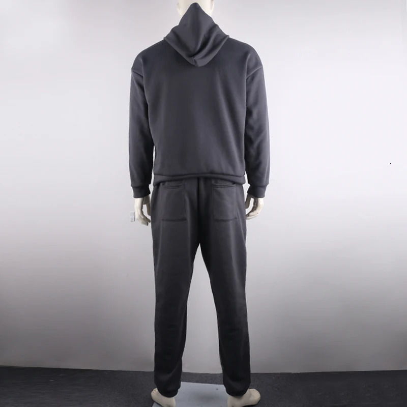 Neon Green Style Mens Fashion Track and Field Wear Solid 2piece Long Sleeve HoodieLoose Sweater Casual Sportswear 2024 Latest OMSJ 241211