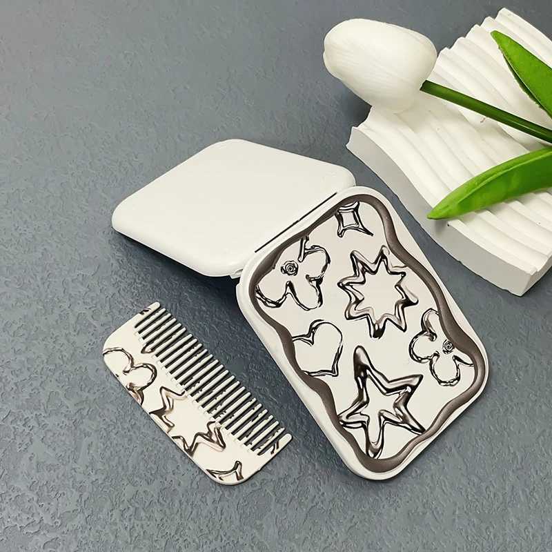 Cartoon Star Flip-Top Folding Makeup Mirror Portable Pocket Mirror Women Rectangle Cosmetic Make Up Mirror With CombXJ241213