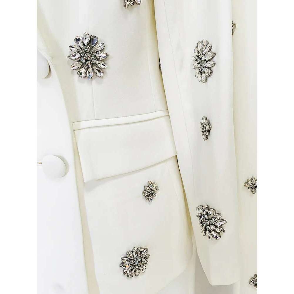 Ladies' Suit TOP QUALITY Newest Fashion Designer Set Women's Urious Rhie Dias Beaded Blazer Flare Pants Suit 2Pcs