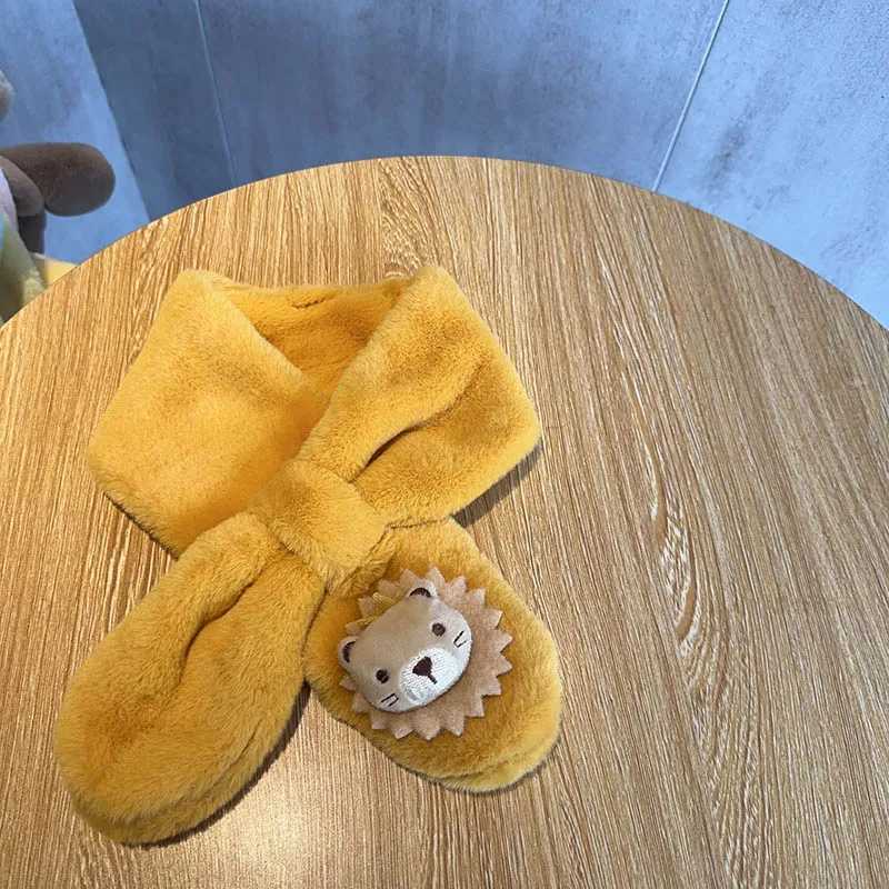 Scarves Wraps Cute Cartoon Baby Scarf Winter Warm Plush Scarves for Toddler Boy Girl Korean Kawaii Bear Rabbit Doll Kids Fur Neckerchief H241213