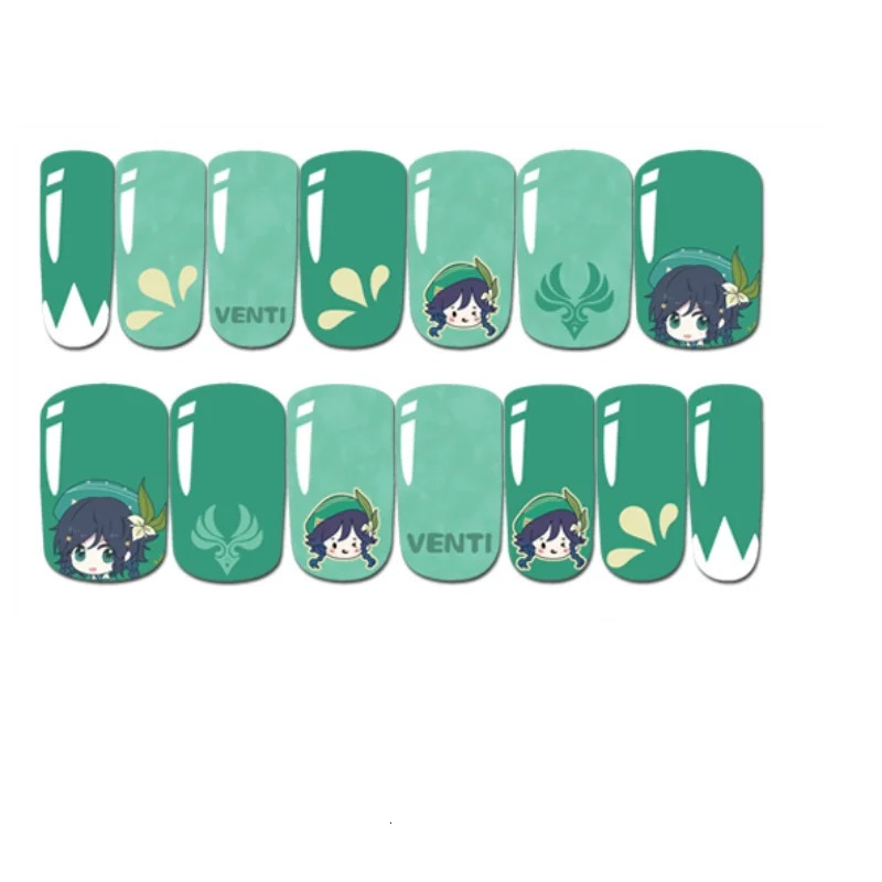 Genshin Keqing Ganyu Zhongli Cute Game Nail Stickers Simple Cartoon Nail Art Accessories Gradient Fashion Nail Tip 241205