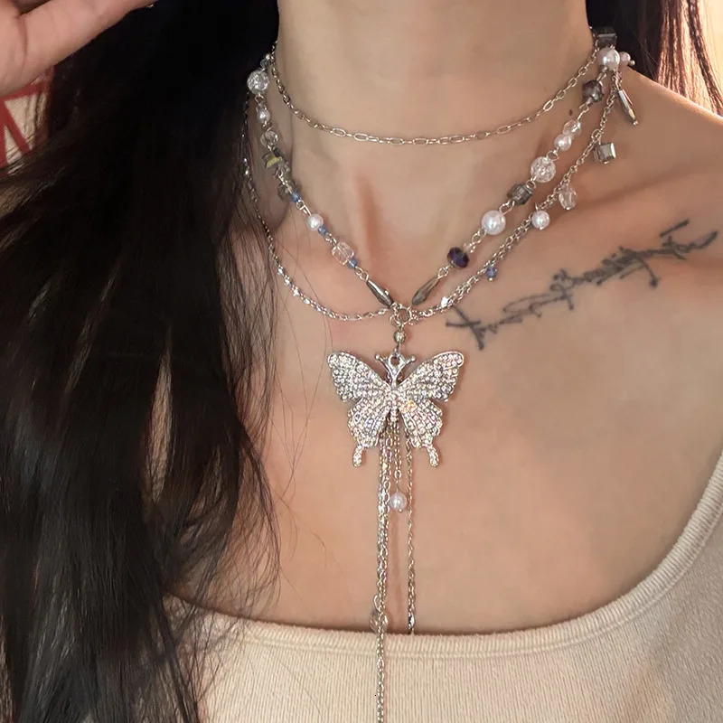 Romantic Crysta Butterfly Waist Chain For Women Beaded pearls Tassel Metal Belt Female Lady Body Chains Dress Decor Strap 241213
