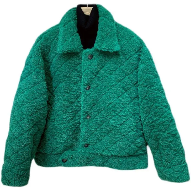 Winter Lamb Wool Short Overcoat Motorcycle Jackets Mens Cotton Warm Causal Loose High Street Coat Jacket Male Clothes 241213
