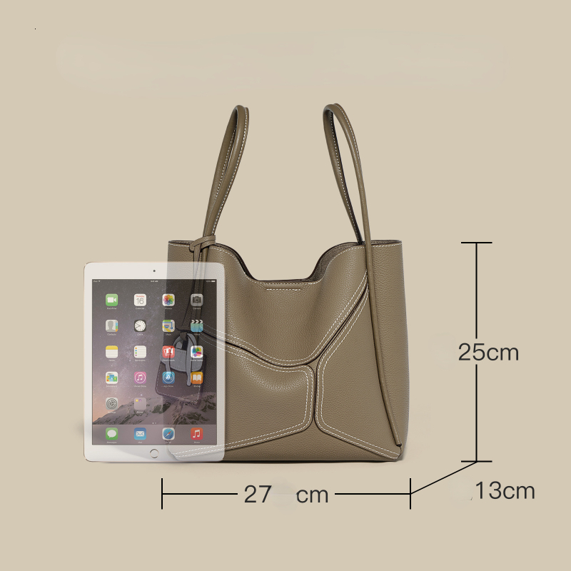 VM FASHION KISS Top Layer Cowhide Women's Solid Vegetable Basket Shoulder Bag 2022 Women Tote Handbags With Strap
