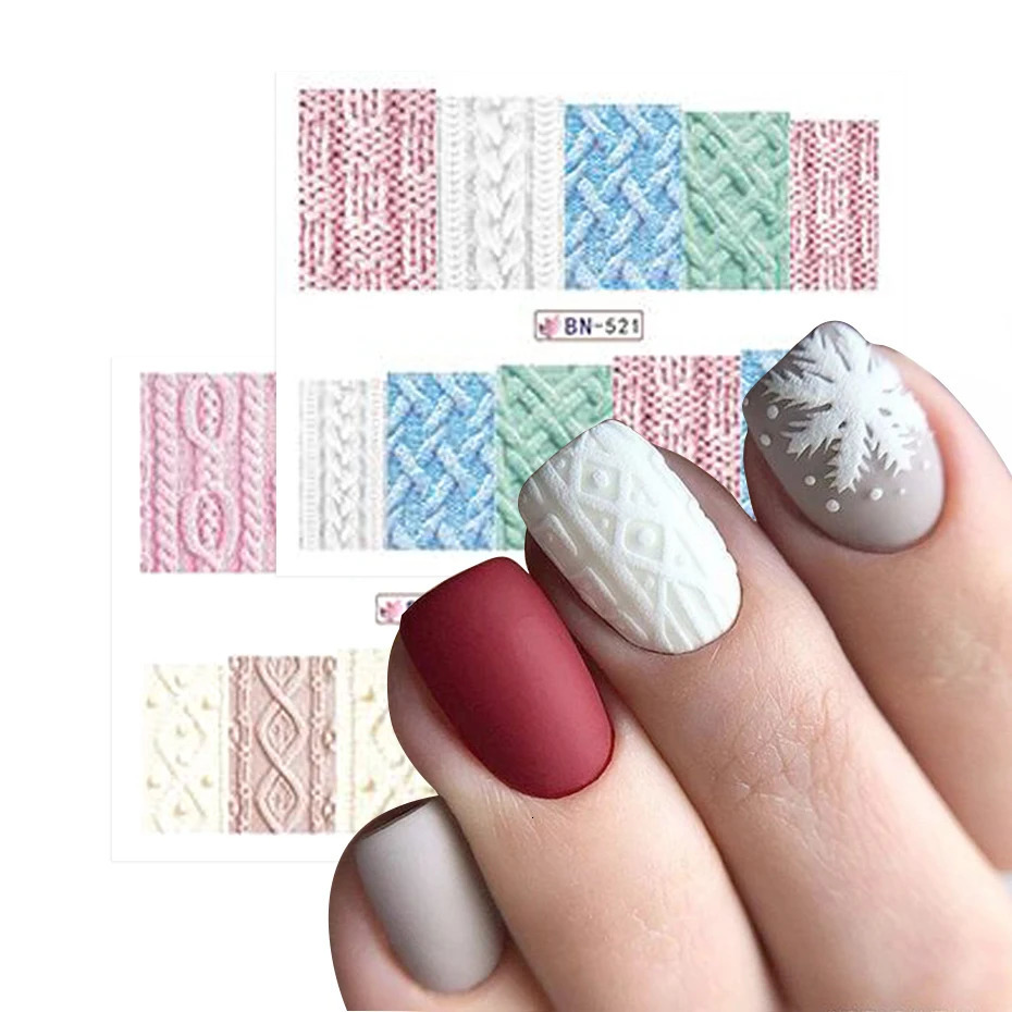 Waterproof nail sticker slider color winter decal wool nail n decoration process accessories STBN517-528 241205