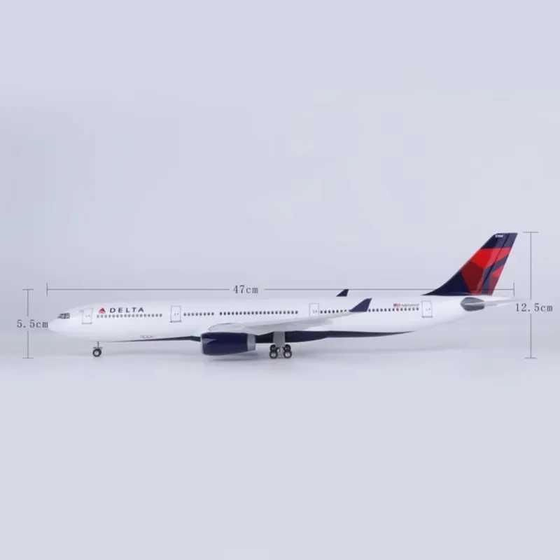 Electric/RC Aircraft 1 135 Scale Airbus A330 series model Delta Airlines aircraft model with lights and wheel resin aircraft collection display Y24121
