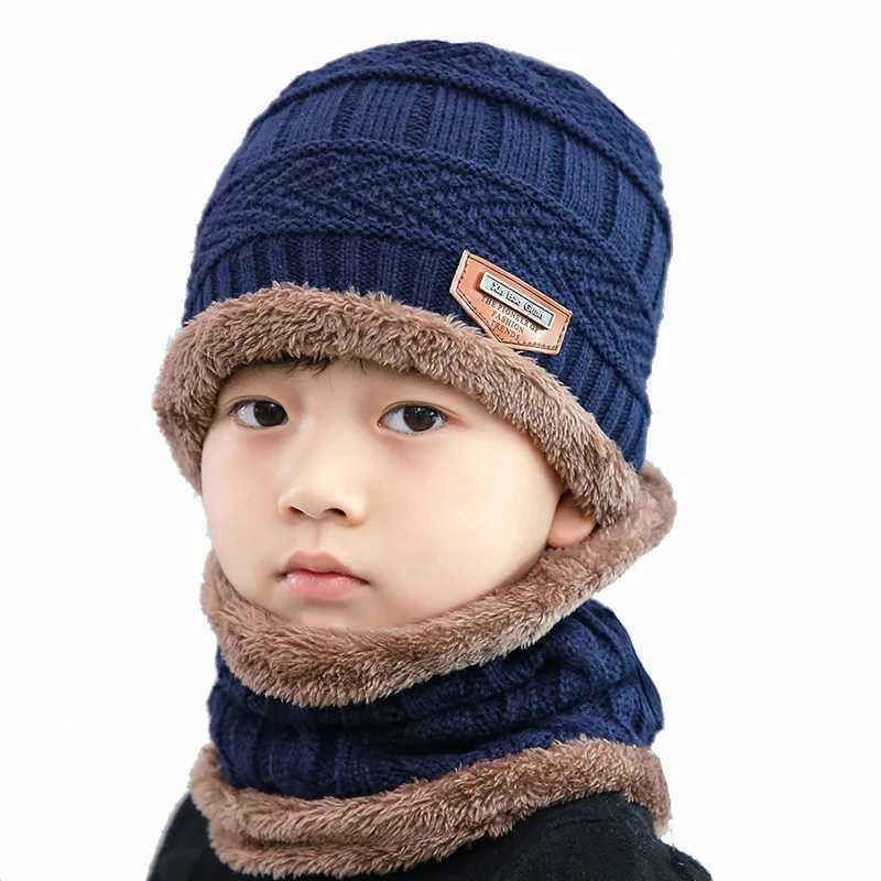 2Pcs Hat Scarf Sets Baby Hat Children Cap Warm Winter Hats for Kids Boys Girls Knitted Warmer Beanie Caps Bonnet Ski BalaclavaXJ241213