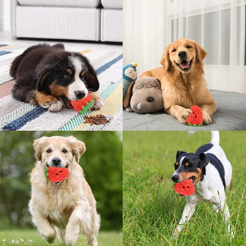 Dog Chewing Toy Rubber Cute Strawberry shaped Food Leakage Toy Durable and Environmentally Friendly Food Distributor Dog Toy X241213