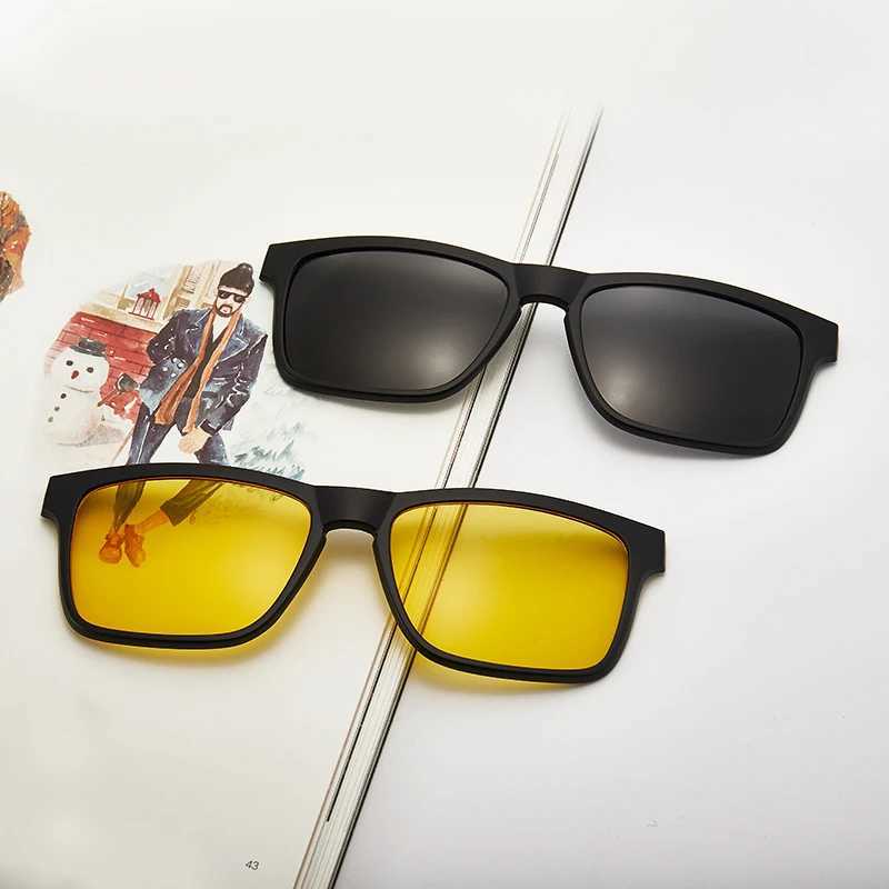 6 In 1 Men Women Polarized Optical Magnetic Sunglasses Clip Magnet Clip on Sunglasses Polaroid Clip on Sun Glasses Frame And BagX241213