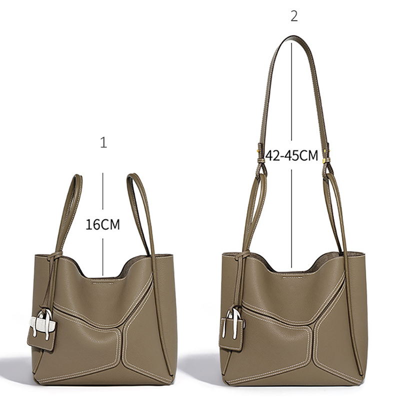 VM FASHION KISS Top Layer Cowhide Women's Solid Vegetable Basket Shoulder Bag 2022 Women Tote Handbags With Strap