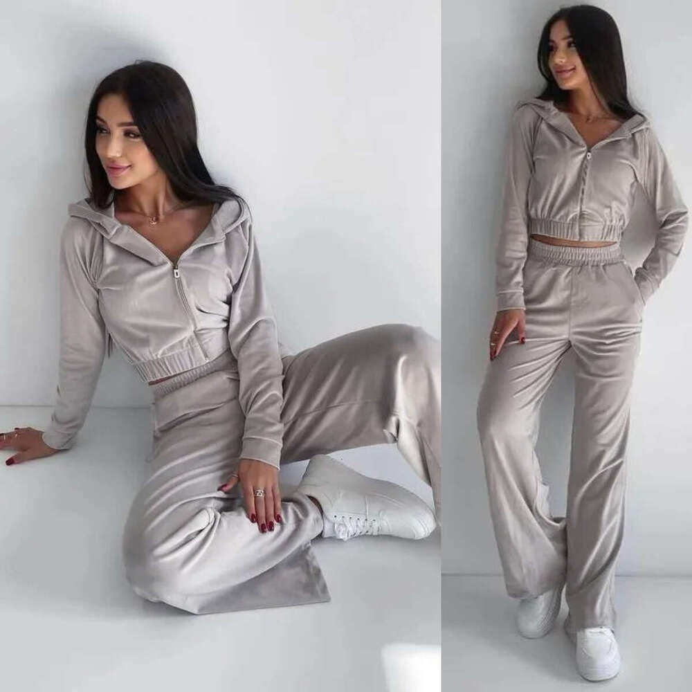European American Foreign Trade Autumn Winter Clothing New Hooded Hoodie Two-Piece Set, Women's Trendy Clothing, Fashionable And Casual Temperame