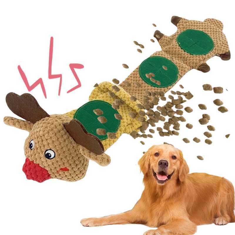 Christmas Pet Plush Toy Elk Sniffer Dog Leak Puzzle Toy Cat Pet Dog Snack Cat Hidden Food Bite Resistant Pet Supplies Toy X241213