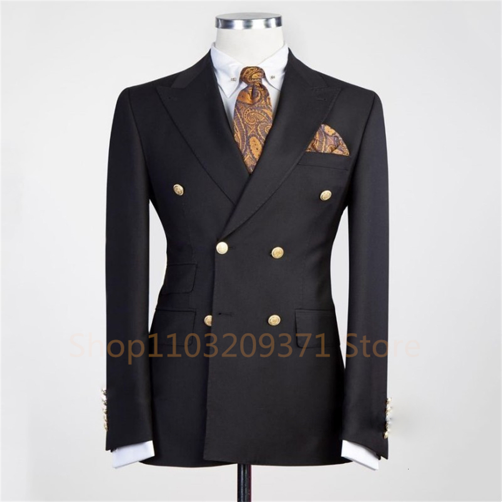 2024 Fashion New Men's Casual Boutique Slim Double Breasted Solid Color Business Wedding Suit Blazers Dress Jacket Coat