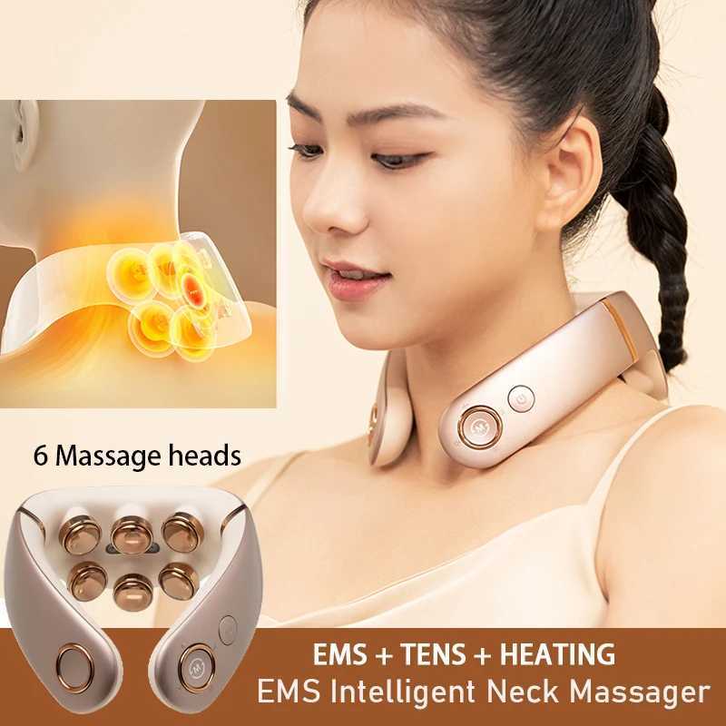6 head massager EMS intelligent neck massager red light thermal deep tissue vibration massager relieves neck pain Cervical massage W241213