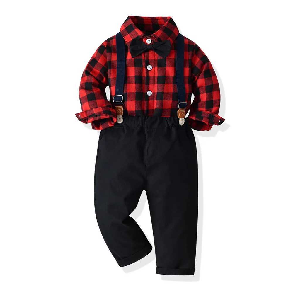 Autumn and Winter Childrens Clothing Set Boys Sleep Solid Color Shirt Hanger Christmas Eve Clothing W241213
