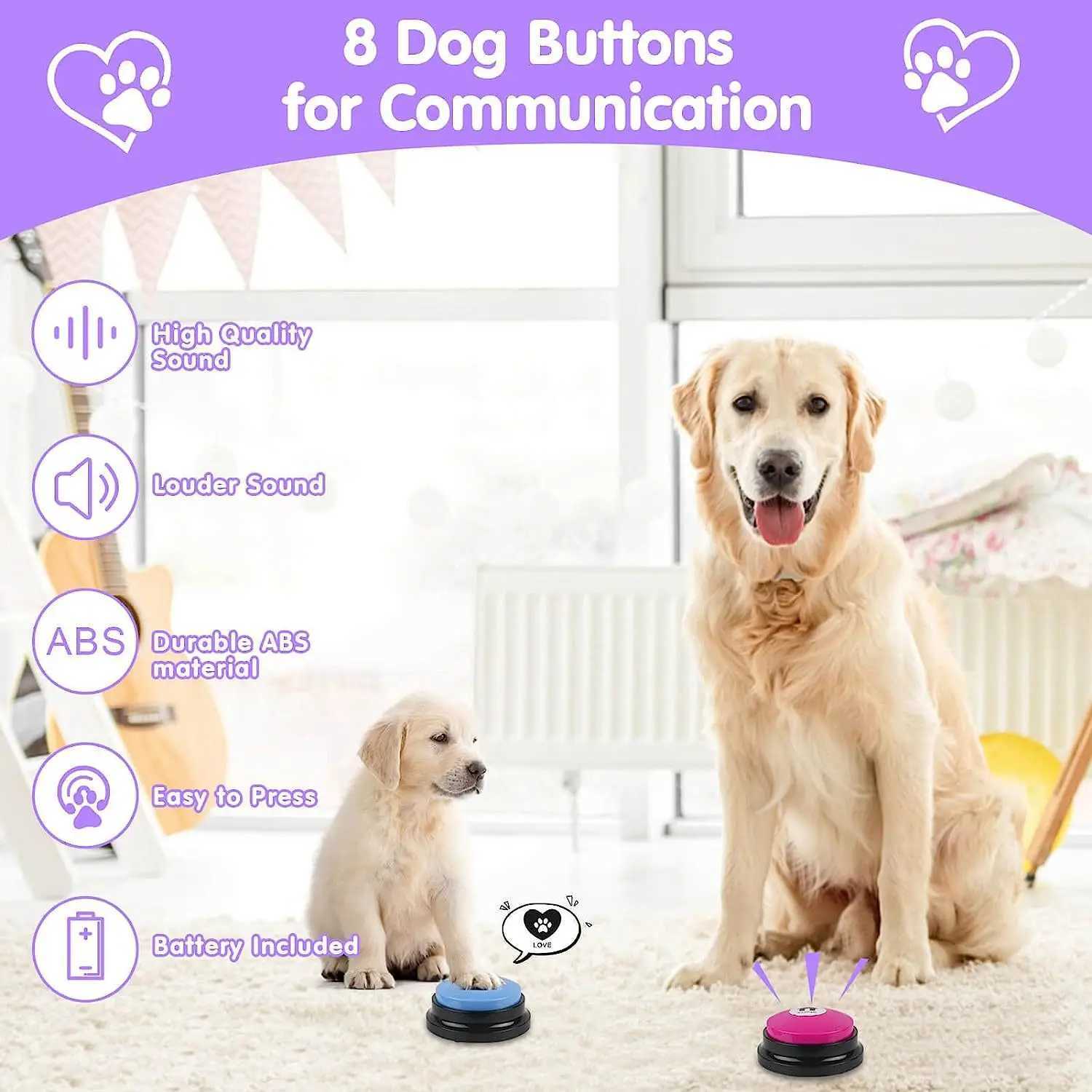 1 voice recording button pet toy dog button for communication pet training buzzer can record call button smart toy X241213