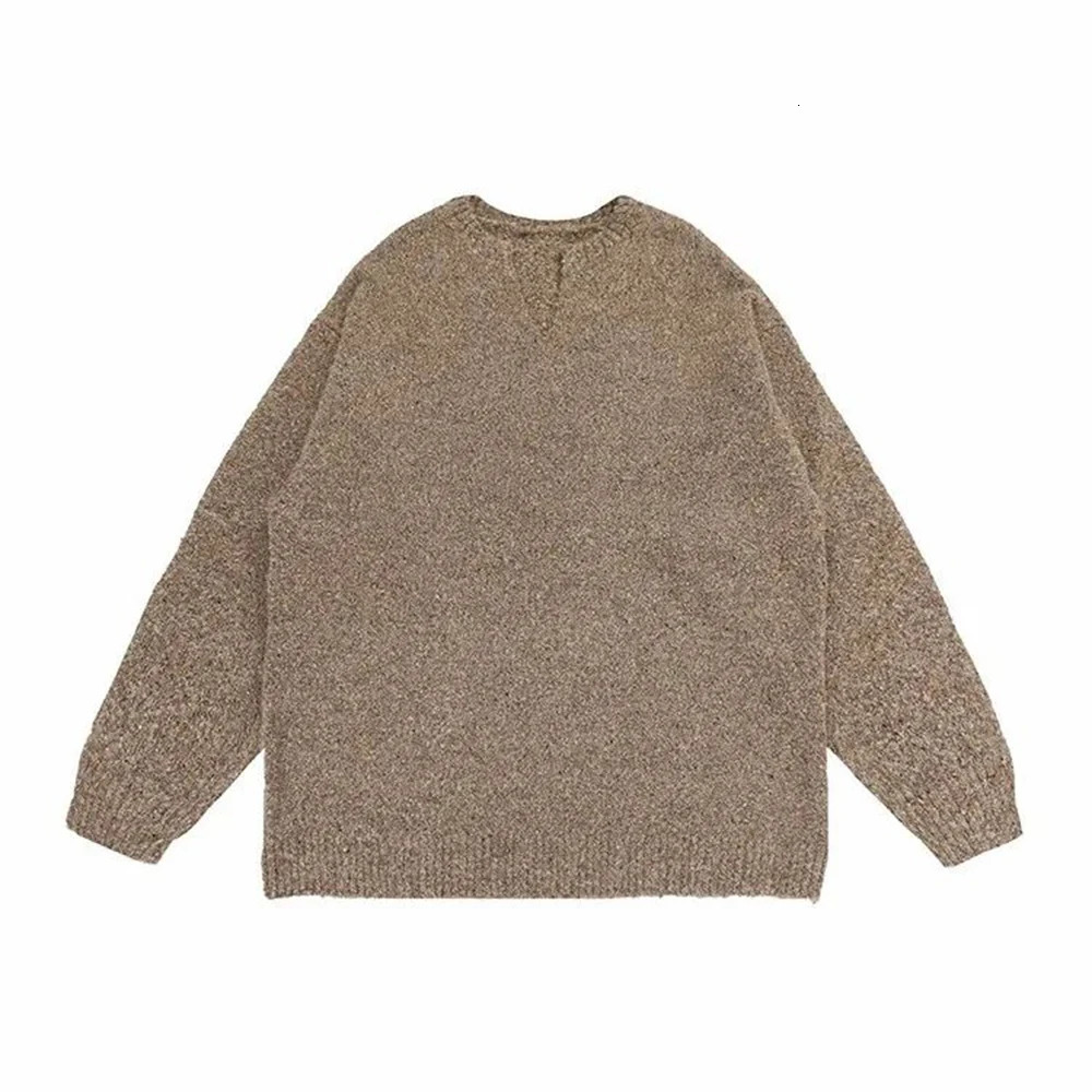 Mens Sweater Harajuku Foreign Solid Color Knitted Winter American Vintage Luxurious Lazy Hoodie Clothing Unisex 241213
