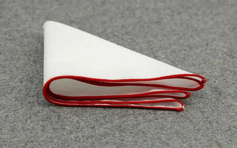 Classic pure cotton pocket with square colored edges suitable for men red yellow blue handles wedding party chest towel Hanji W241213
