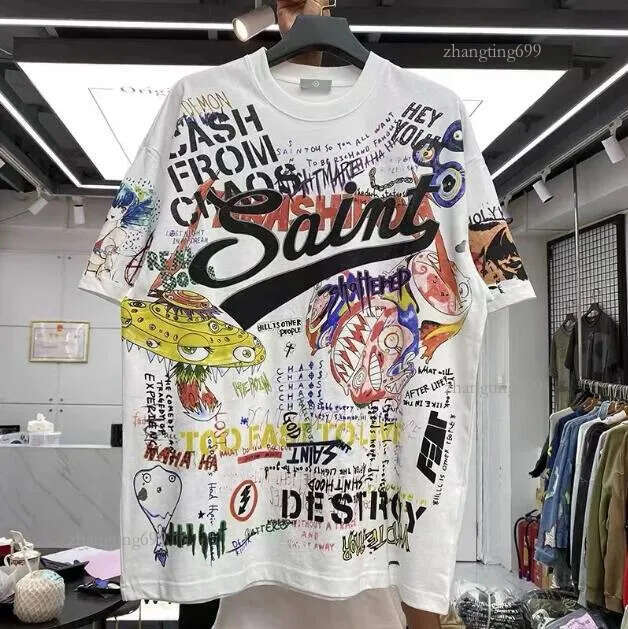 Men's Plus Tees Graffiti loose round-necked short-sleeved t-shirt
