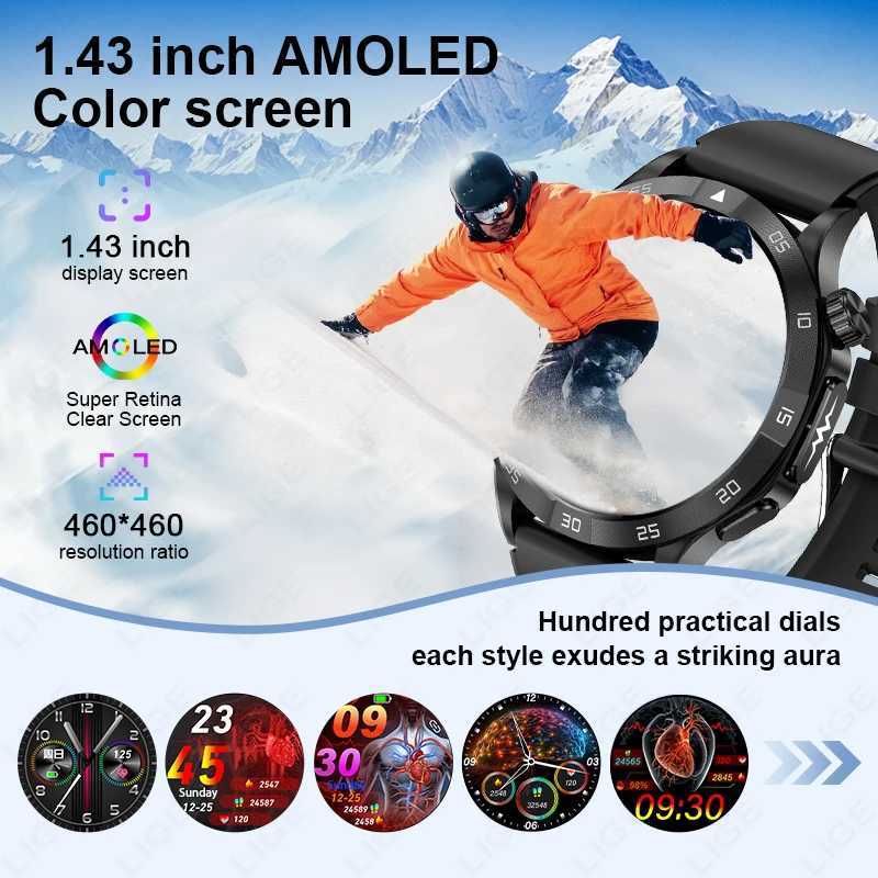 LIGE New ECG+PPG Medical Smart Watch Men 466*466 AMOLED Screen Watches SOS BT Call Waterproof Smartwatch Women For T241213