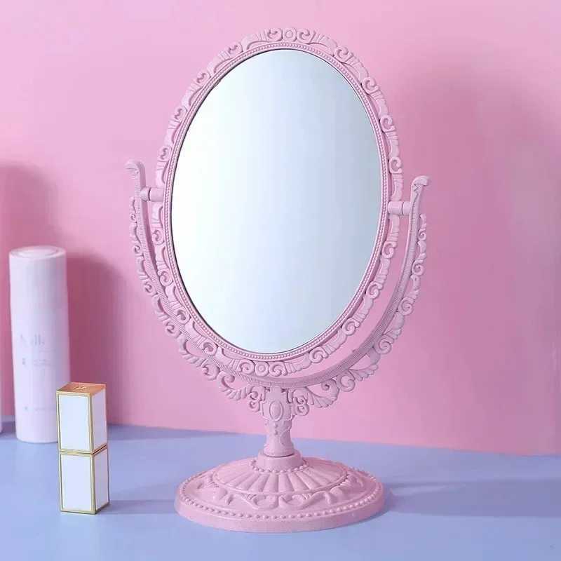 Pink Heart Shape European-Style Retro Make Up Mirror Lovely Girl Oval Princess Cosmetic Creative retro Girls Student DormitoryXJ241213