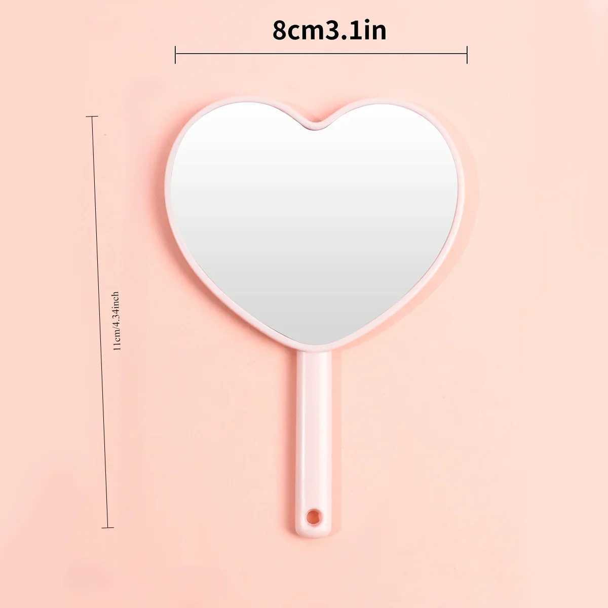 1pcs Handheld makeup mirror New Makeup Mirrors Sweet Girl Style Suitable for carrying around Love makeup mirror 4 color optionsXJ241213