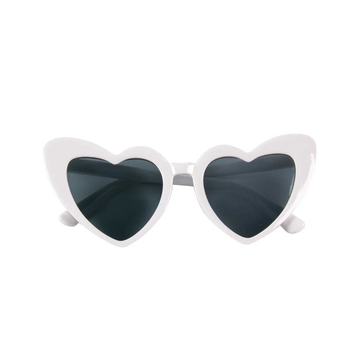 Sunglasses 1/5pcs Heart Shaped Sunglasses Women Cat Eye Female Sun Glasses Vintage Black White Eyewear Wedding Birthday Party Decorations H241213