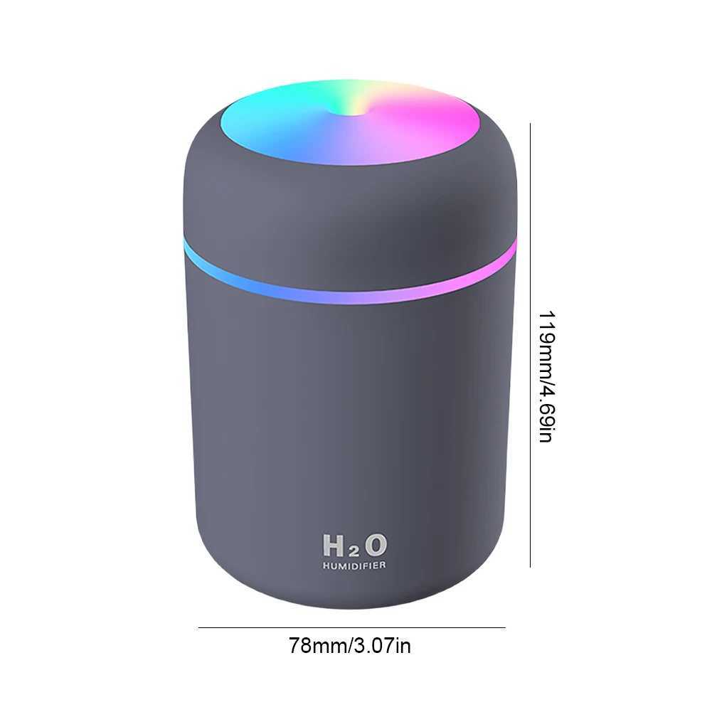 300ml Air Humidifier Portable Ultrasonic Colorful Light Aroma Diffuser Cool Mist For Car Bedroom Home Purifier HumificadorXJ241213