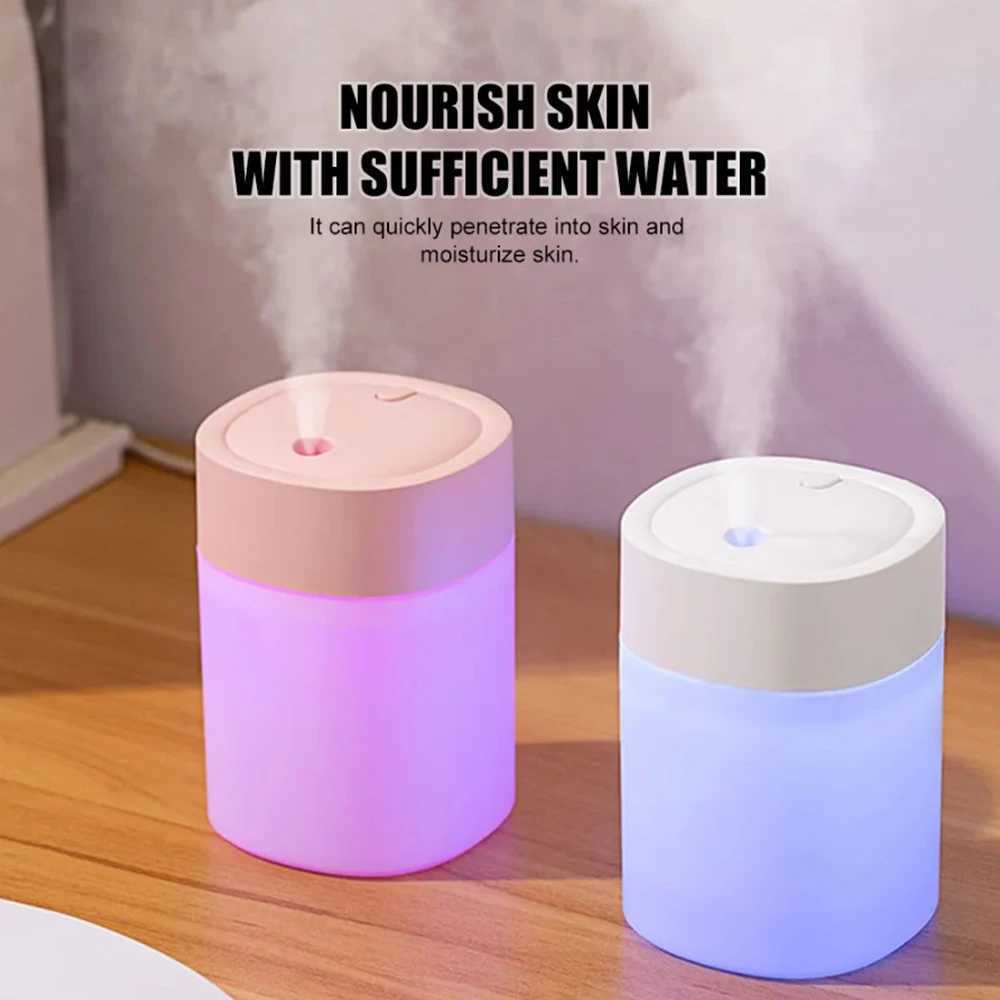 200ML Mini Humidifier USB Ultrasonic Air Humidifier LED Lamp Essential Oil Diffuser Car Purifier Aroma Anion Mist Maker PortableXJ241213