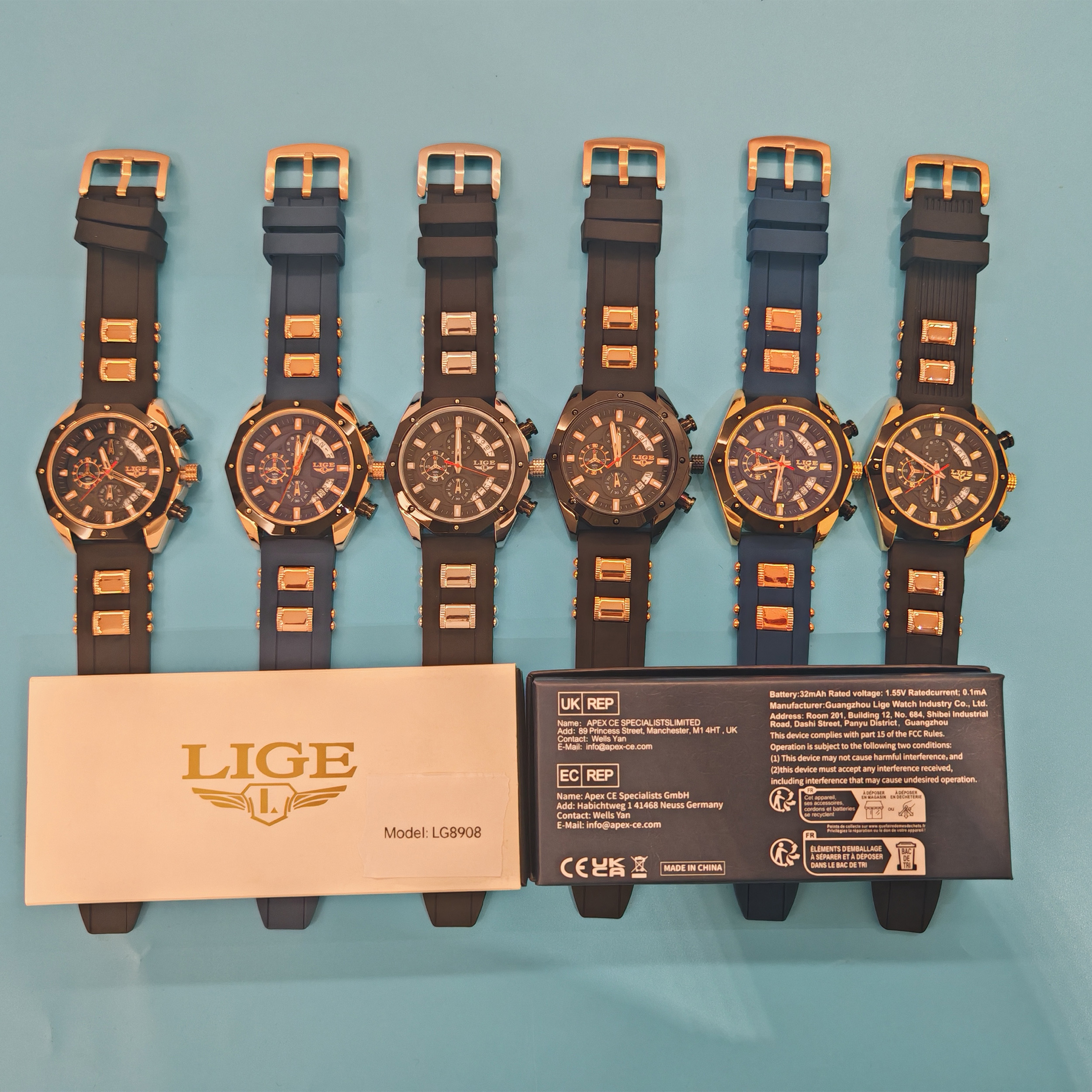 LIGE Mens Watches Brand Luxury Silicone Strap Waterproof Sport Quartz Watch Men Chronograph Military Clock Multi-function chronograph Multi-function s