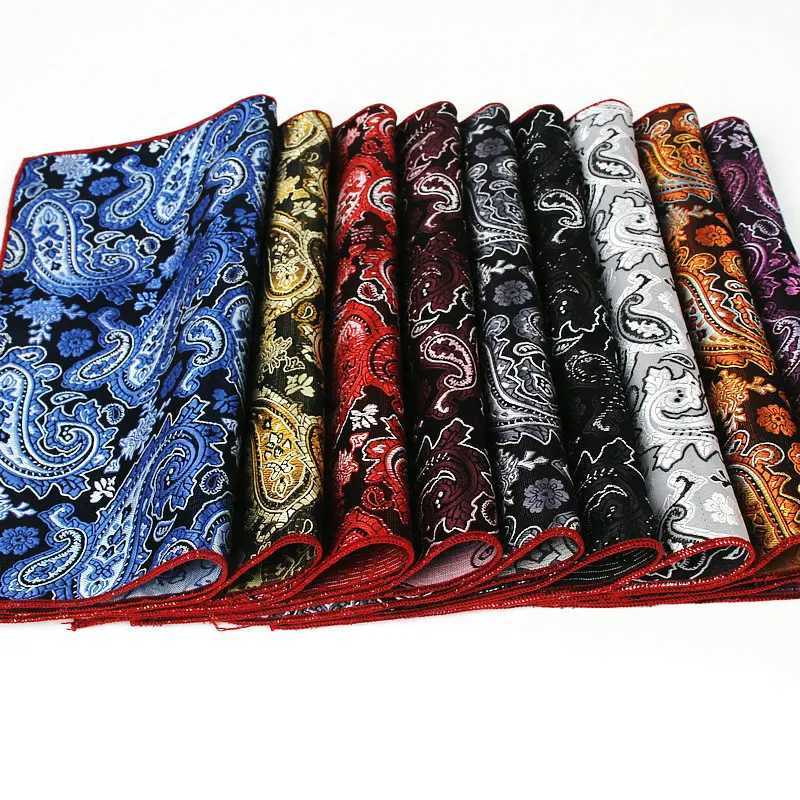 Classic Mens Handle Retro Silk Hanji Jacquard Weaving Colorful Paisley Pocket Square 25 * 25cm Wedding Party Chest Towel W241213