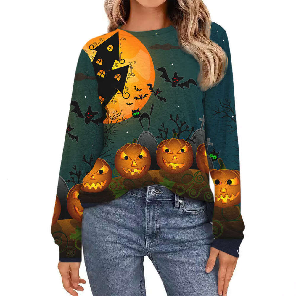 3D Digital Printing Halloween Loose Pumpkin Party Hoodie Trendy Clothing Fashionable Casual Temperament